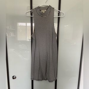 Mock neck striped dress, above the knee